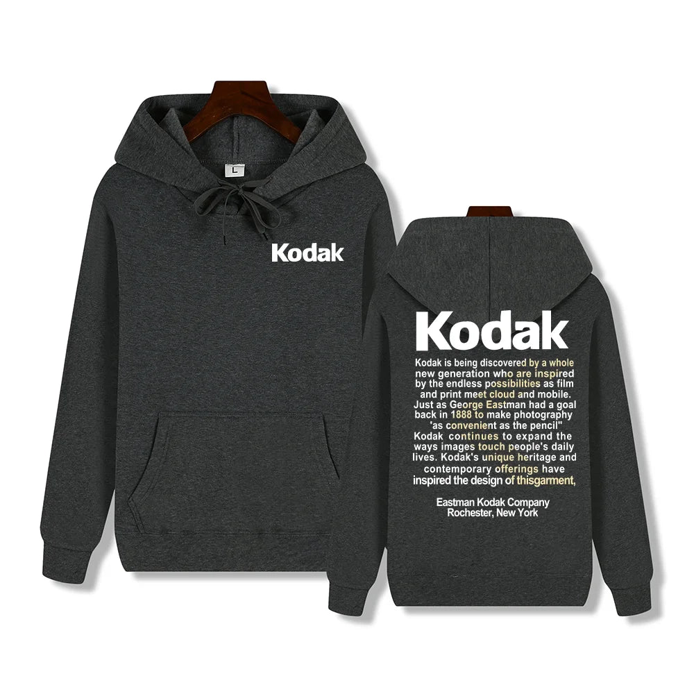 Kodak Print Fashion Men‘s Sportswear Autumn Winter Daily Street Casual Comfortable Loose Sports Hoodie