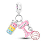 Charm 925 Sterling Silver Pink Pendant Charm Fit Original Charm Bracelet Necklace Beads DIY Jewerlry Accessories
