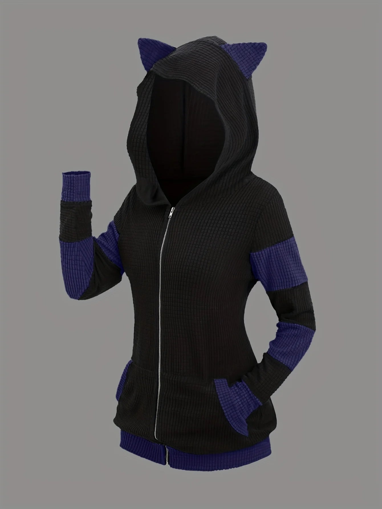 European cat ears long hooded pullover sweater coat