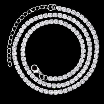 16/18/20/22/24inch Prong Cuban Link Chain for Women Men Iced Out 2 Row Rhinestone Miami Rhombus Hip Hop Cuban Necklaces Jewelry