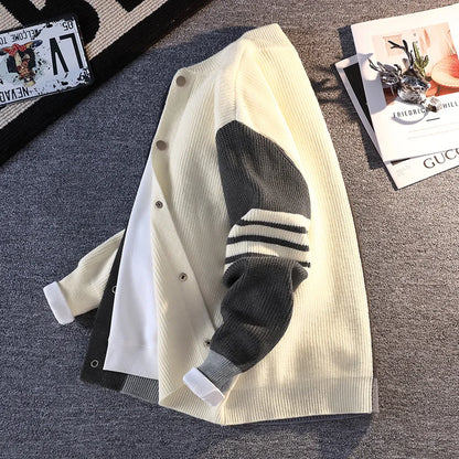 Men's Knitted Sweater Jaet Casual Open Cardigan Faionable Color Blo Design Autumn 2025 Trendy Long Sve V-Ne Polyes...