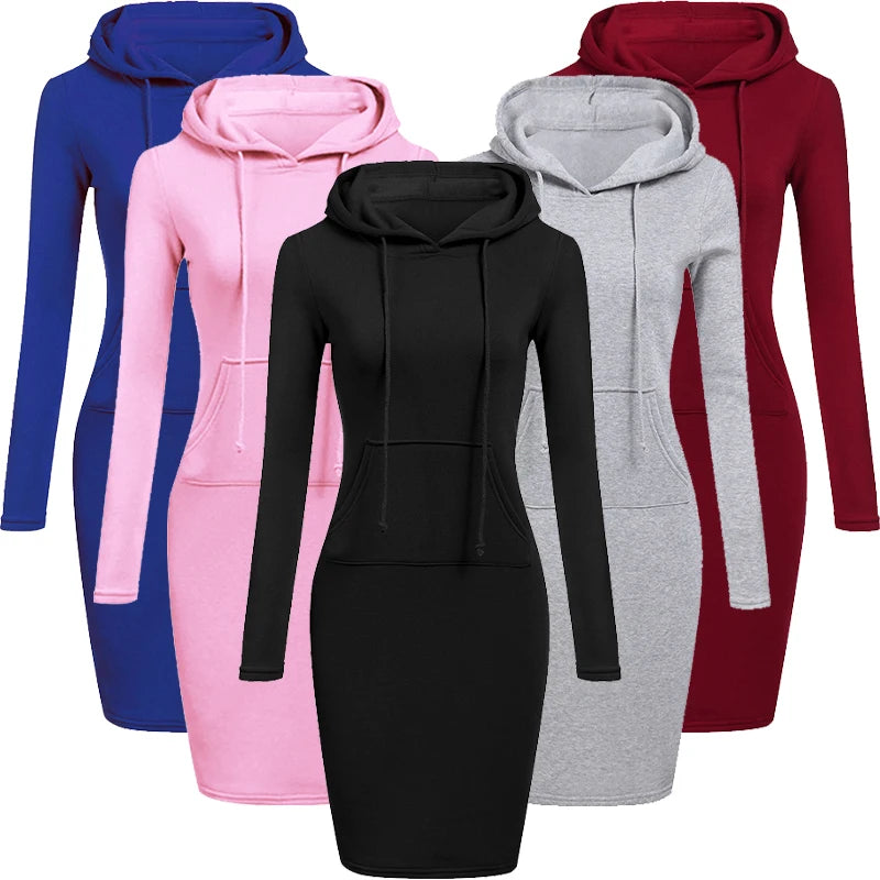 Damenkleid Herbst Damen Hoodiekleider Hoodies Damen Sweatshirts Damen Hoodiekleid Oberteile Damenbekleidung