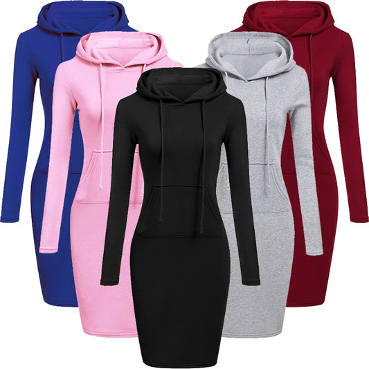 Damenkleid Herbst Damen Hoodiekleider Hoodies Damen Sweatshirts Damen Hoodiekleid Oberteile Damenbekleidung
