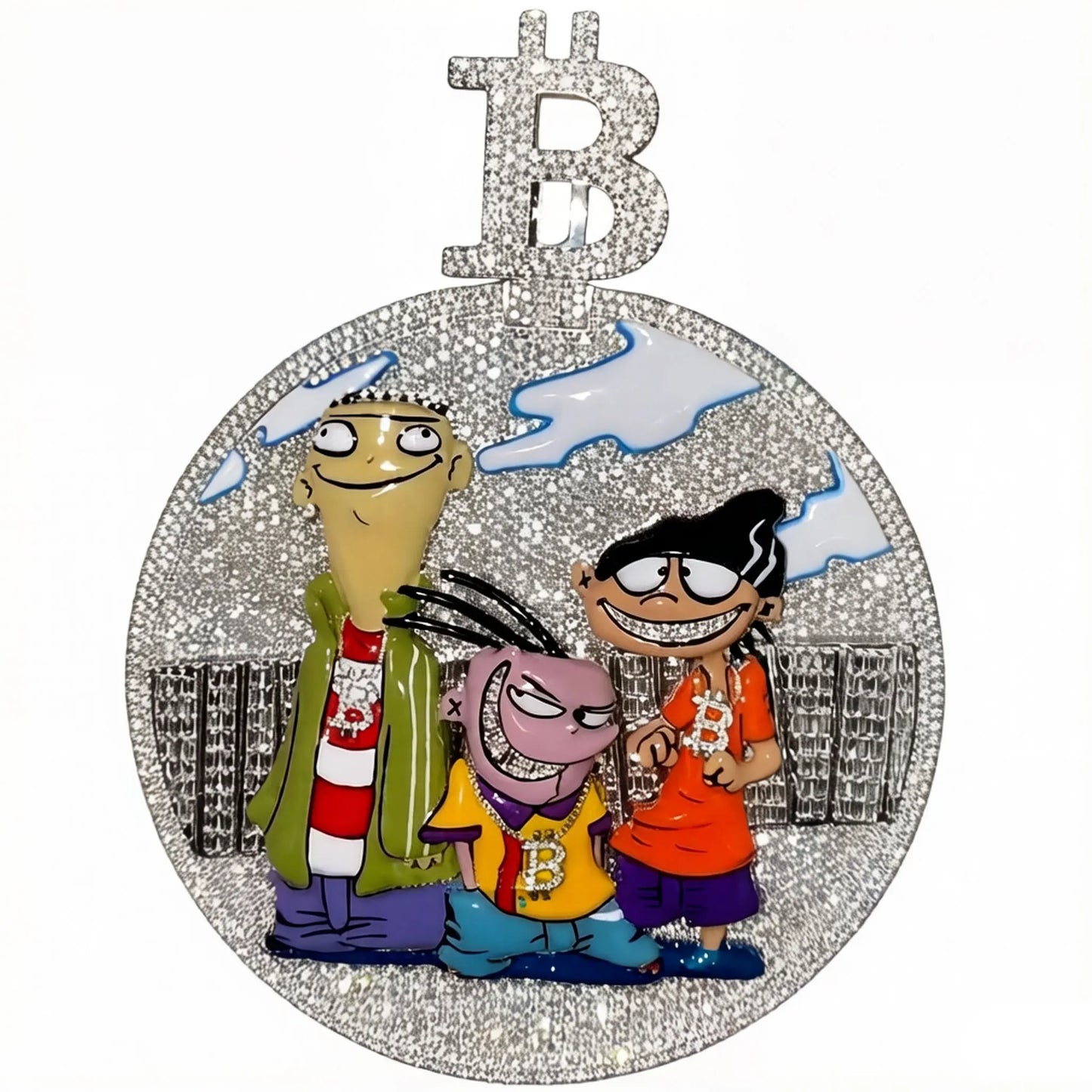 Hand Crafted Art Cartoon Trio Pendant Colored Enamel Silver Color CZ Necklace Jewelry