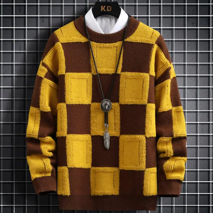 Fall/Winter Mens Brand Pullovers Sweaters High Quality Thick Warm Cashmere Sweater Men Luxury Plaid Pull Homme 2024