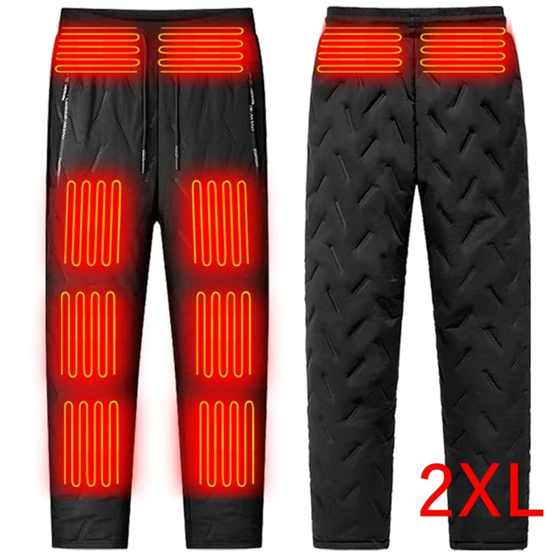 Heated Pants for Men Women, Thick Electric 10 Zones Heating Trousers Winter Outdoor Warm Thermal Trousers (Battery Not Included)