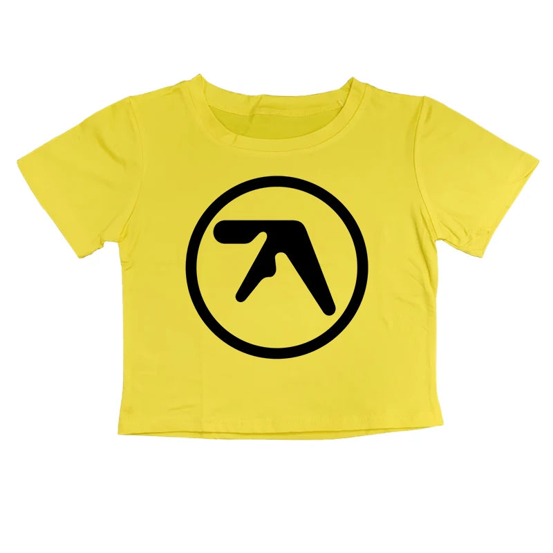Punk Aphex Twin Print Oversize Hip Hop Women Crop Top Tee