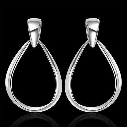 925 Sterling Silver Charm Fine 36MM Oval Water Drop Earrings For Women Fashion Wedding Gift Jewelry Wholesale
