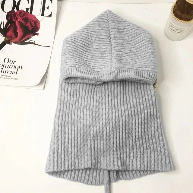 Women Knitted Balaclava Fashion Fake Collar Shawl Hooded Hat Thick Warm Beanines Winter Hat official website tool undefine