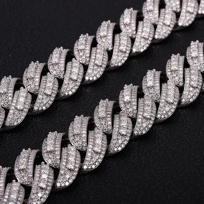 Provence Moissanite Cuban Chain Bracelet for Men 18mm Rock Cuban Link Bangles Hip Hop Link Chain for Man Miami Rapper Bracelet
