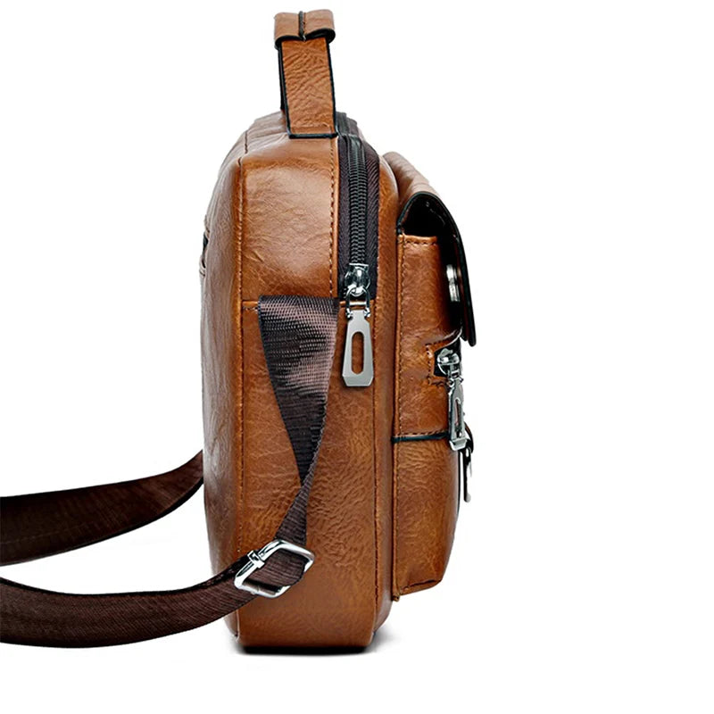 Retro-Umhängetasche für Herren mit wasserdichtem Design, große Laptop-Aktentasche für Büroarbeit, Reisen und Schule