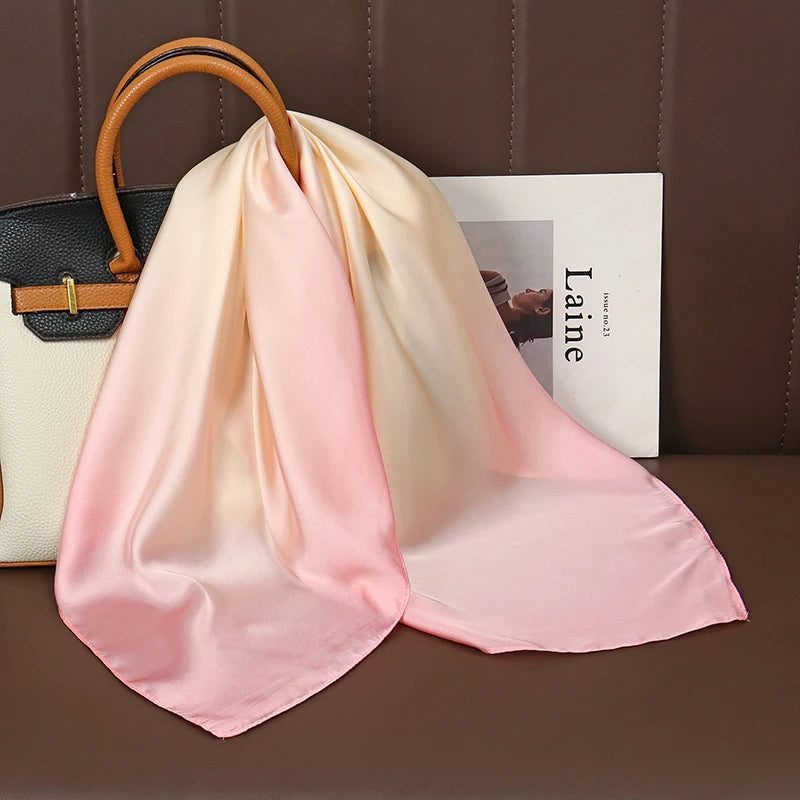 Luxury Print Satin Silk Square Scarf for Women Shawl Hijab Neckerchief Female Hair Ribbon Headband Fashion Wrap Bandana 2023 New