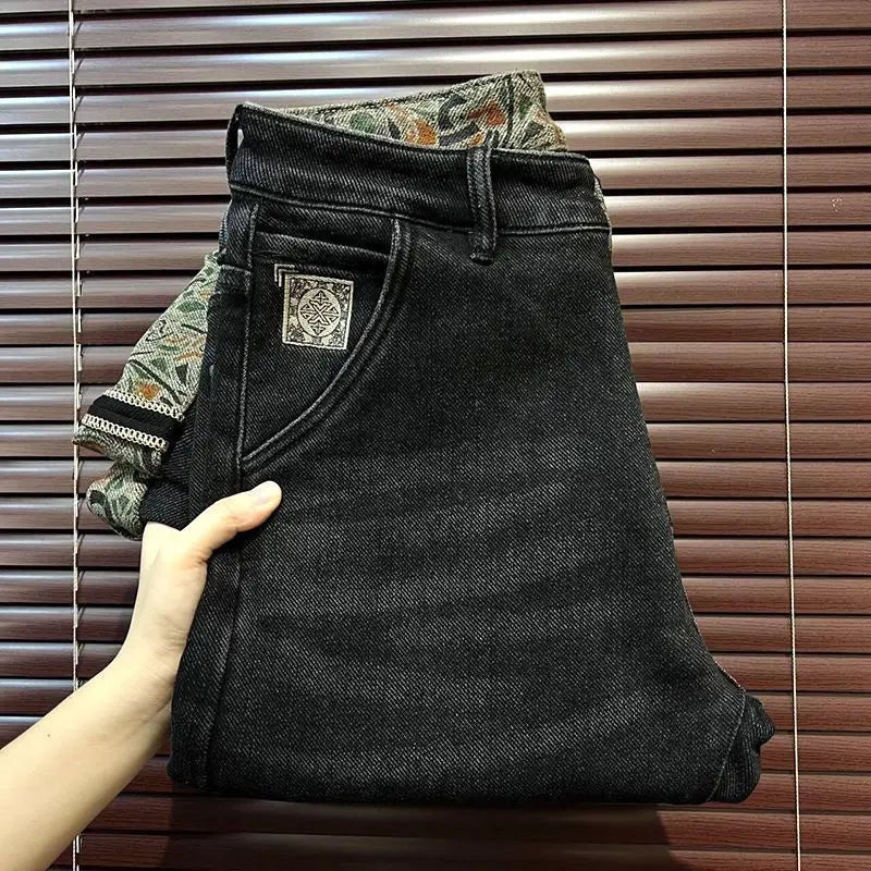Autumn and Winter 25 Years of High-end Business Casual Light Luxury Fashion with Men's Small Straight Men's Jeans  Jeans