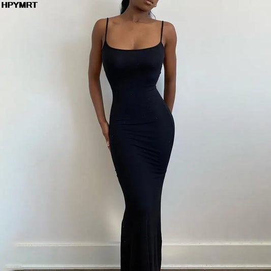 Women's Satin Backless Bodycon Maxi Slip Dress
