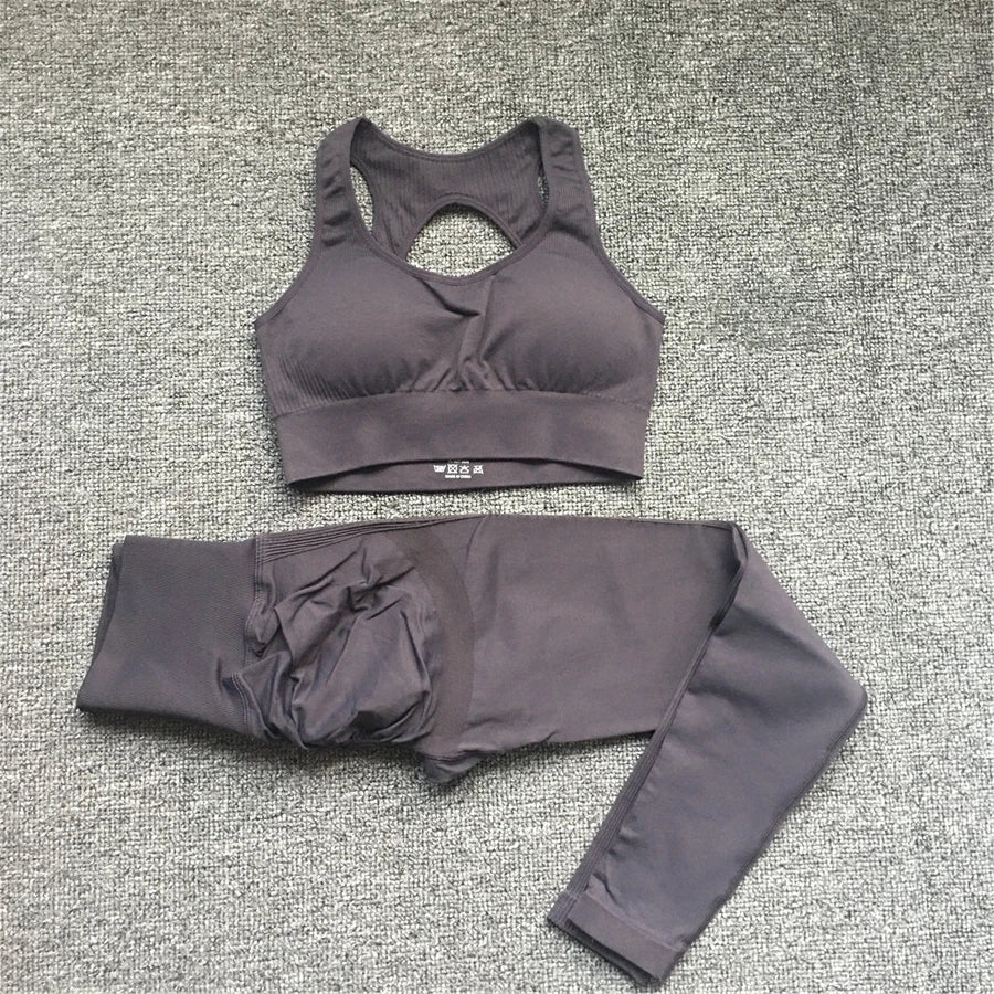 2PCS XL Seamless Women Fitness Arise Epic Yoga Sets High Waist Gym Scrunch Leggings Sports Bra Workout Active Wear Suits XP228