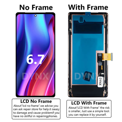 Comparison of LCD screen without frame and with frame on a white background