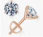 18K Gold 1CT Lab Diamond 3-Claw Earrings Custom