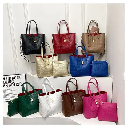Neue Damen-Umhängetasche mit auffälligem Buchstabenmuster & Farbkontrast, geräumige, breite, gepolsterte Schultertasche, lässig-chic