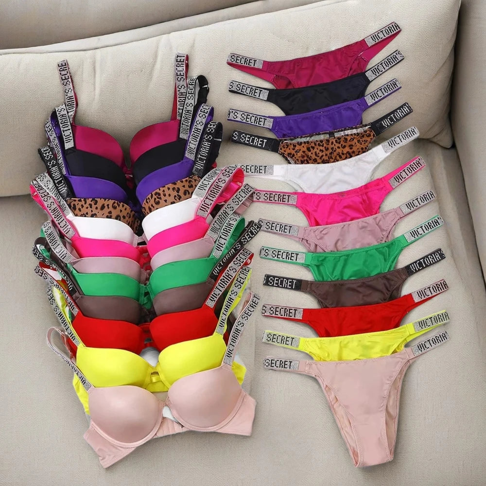 Women's New Fashion Sexy Lingerie Sporty Classic Padded Adjustable push up V Lingerie Set S Underwear Set