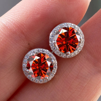 925 Sterling Silver 1 Carat Moissanite Round Earrings Engagement Wedding Daily Work Party Travel Luxurious Gift For Women