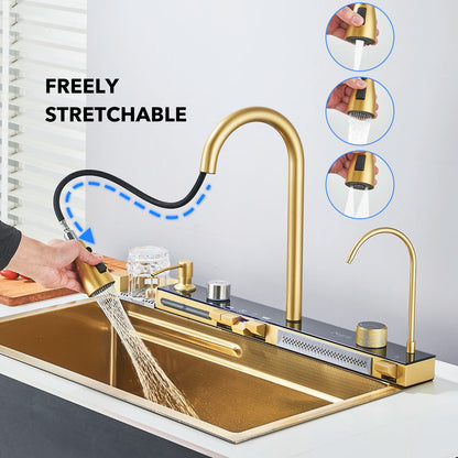 Smart Kitchen Sink Set – Digital Display, Waterfall, Water Purifier & Soap Dispenser