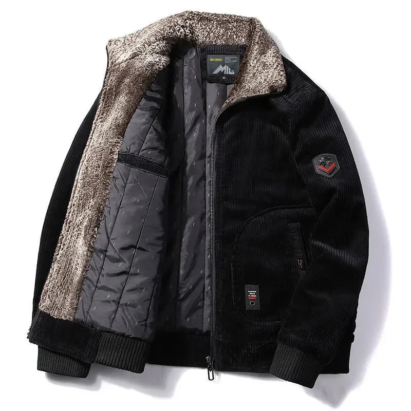 Winter Jacket Men Male Thermal Windbreaker Plus Size Men's Warm Winter Corduroy Jackets and Coats Fur Collar Casual Outwear
