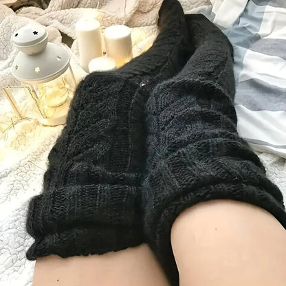 Women's Twist Knit Over-Knee Leg Warmers – Wool Socks
