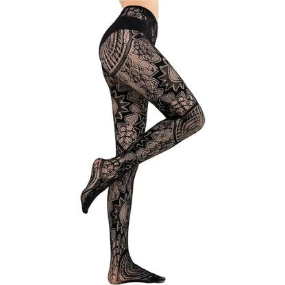 Damen Gothic Netzstrumpfhose Heiß Sexy Tattoo Spitze Strümpfe Elastische Jacquard Aushöhlen Strumpfhose Mode Mädchen Neue JK Leggings