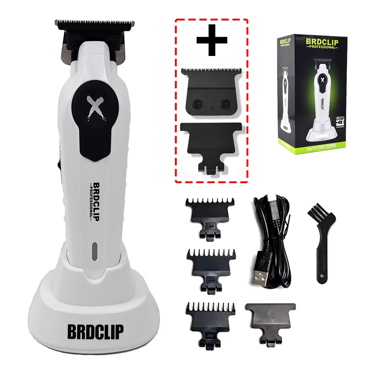 BRDCLIP X Serie Weiß FA1T 7700RPM Professioneller Elektrischer Haartrimmer Haarschneider Für Herren Carving DLC Klinge Friseurwerkzeug