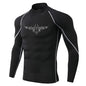 Herren Gothic-Print schnelltrocknendes Langarm-Fitness-Workout-Stretch-Enges Top Stehkragen atmungsaktives Trainings-T-Shirt S-3XL