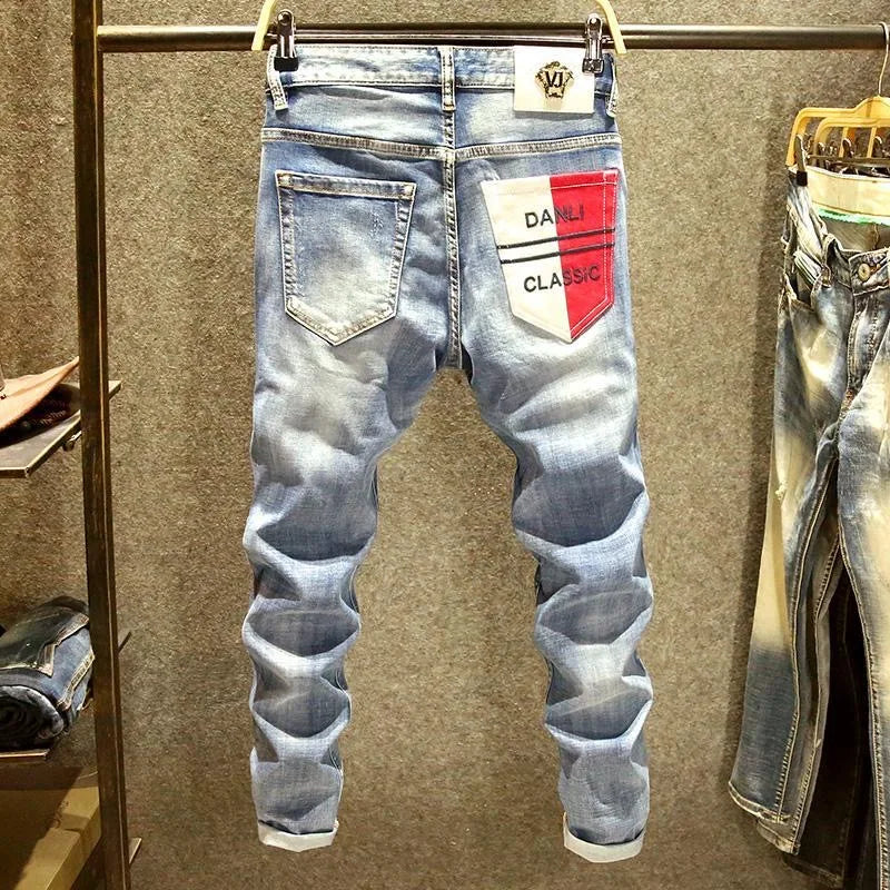 Straight Leg Stretch Denim Trousers Men's Casual Slim Fit Comfortable High Quality Jeans