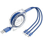 3-in-1 Retractable Data USB Cable Fast Charging For iPhone Type-C Micro USB For Android Xiaomi Huawei Samsung USB Charger Wire