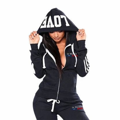 Women's Tracksuit Set Hoodie&sweatpants All Season Daily Casual Sports Jogger Outfits Ladies Urban Fashion Zipper Sexy Tracksuit