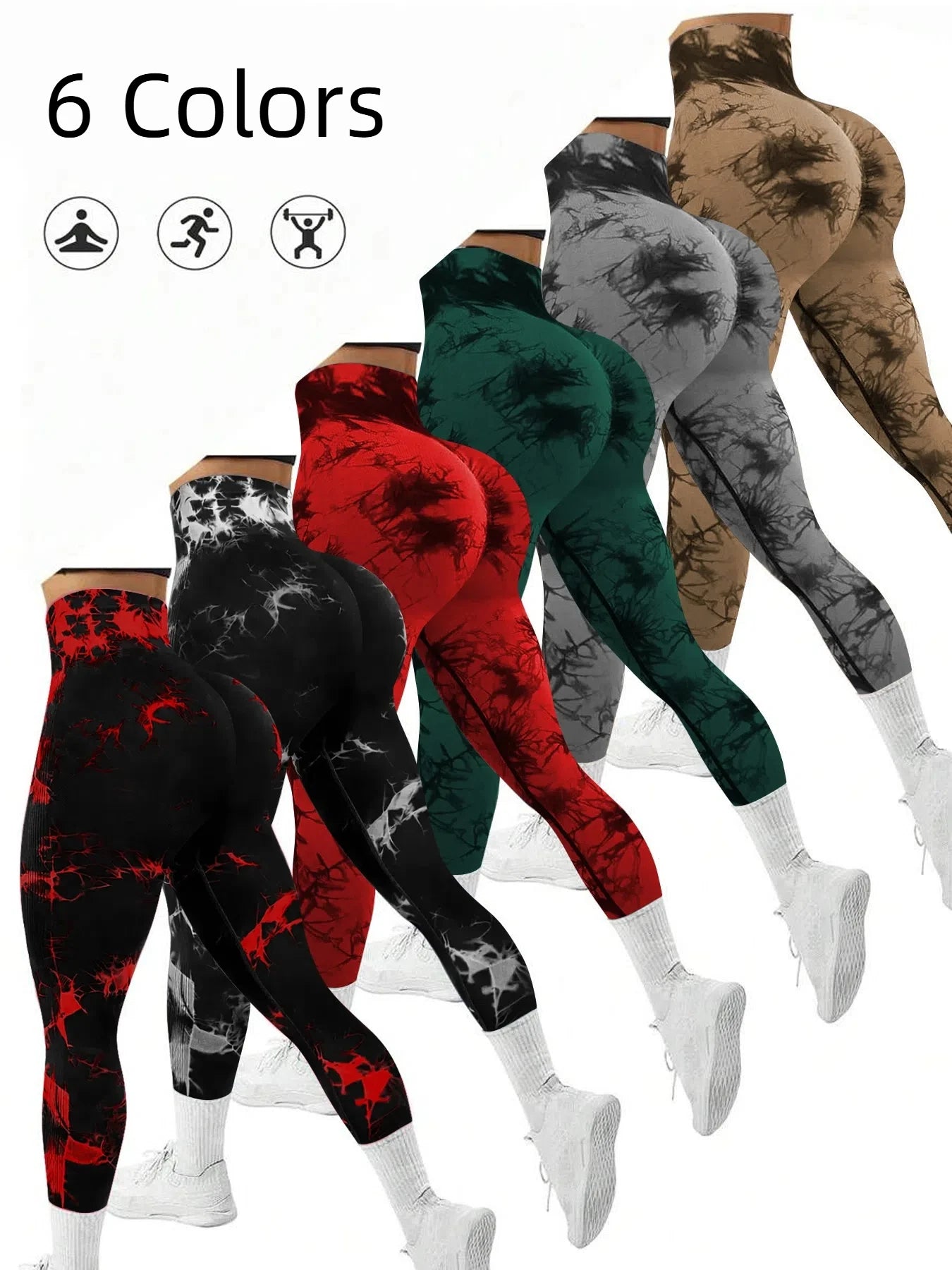 Damen High Waist Nahtlose Leggings – Tie-Dye Yoga-Hose, blickdicht, Fitness- & Workout-Tights