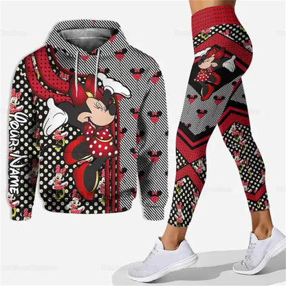 Customized Name Mickey Hoodie Women Hoodie Set Mickey Yoga Pants Sweatpants Women Disney Yoga Hoodie Leggings Fashion Sportswear
