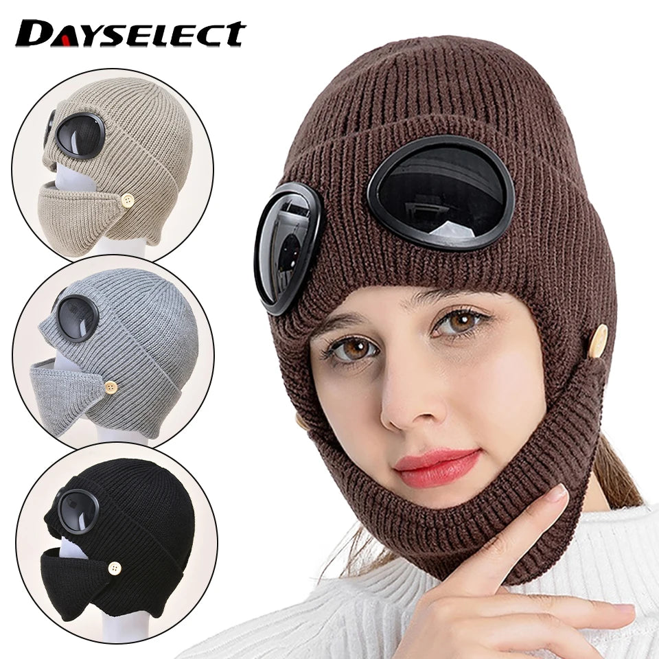 Winter Warm Fashion Windproof Cap Cold And Snow Protection Warm Ski Knit Headwear Outdoor Sports Bicycle Running Cap Men Women