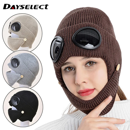 Winter Warm Fashion Windproof Cap Cold And Snow Protection Warm Ski Knit Headwear Outdoor Sports Bicycle Running Cap Men Women
