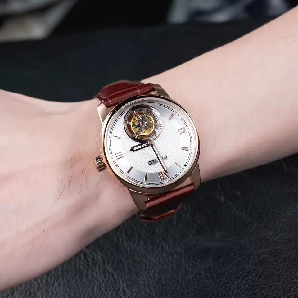Tourbillon Watches Sapphire Glass Waterproof 50M Mechanical Automatic Watches
