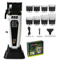 Hair clipper set with attachments and packaging on a white background