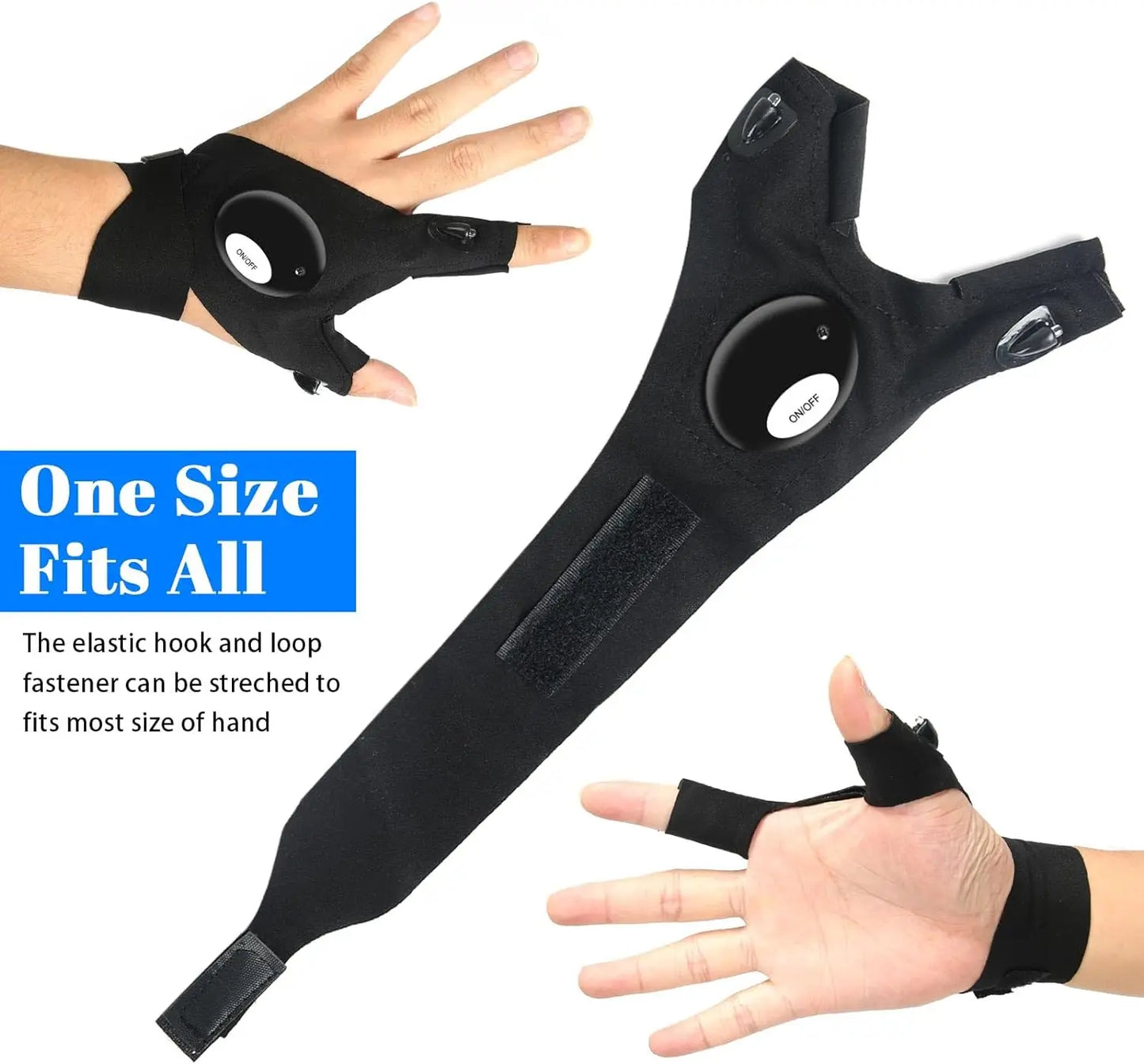 LED-Halbfingerhandschuh für Herren Damen Outdoor Wasserdicht Nachtangeln Köder Radfahren Laufen Taschenlampe Robuste fingerlose Handschuhe