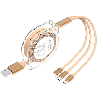 3-in-1 Retractable Data USB Cable Fast Charging For iPhone Type-C Micro USB For Android Xiaomi Huawei Samsung USB Charger Wire