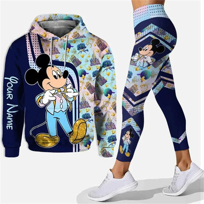 Customized Name Mickey Hoodie Women Hoodie Set Mickey Yoga Pants Sweatpants Women Disney Yoga Hoodie Leggings Fashion Sportswear