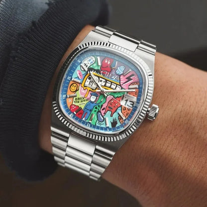 Quadratische Retro-Uhr für Herren – Luxuriöse wasserdichte Quarzuhr aus Edelstahl, minimalistische Anzuguhr als Geschenk