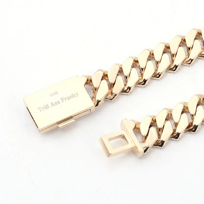 Provence Hip Hop Necklace for Men Moissanite 10K Gold Rapper Choker Necklace for Women 15mm Miami Rock Cuban Link Chain