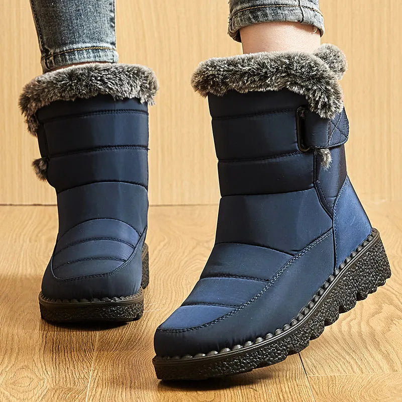 Women's Boots 2025 Trend Winter Shoes For Woman Winter Boots Ankle Low Heels Waterproof Snow Boots With Fur Shoes
