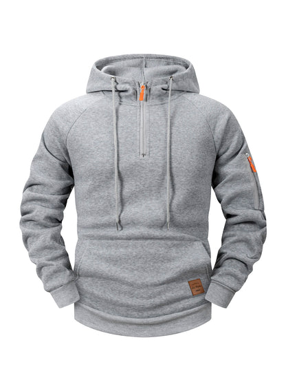 2025 Autumn/Winter Men's Hoodie Fashion Casual Sports Hoodie Retro Harajuku Long Sleeve Zipper Multi Pocket Loose Street Wear