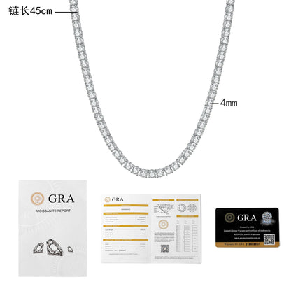 Moissanite Tennis Necklace 18K Gold PT950 Hip Hop