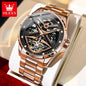 OLEVS Automatische Herrenuhr Top Marke Hohl Skelett Original Mechanische Armbanduhr Wasserdicht Leuchtend Business-Uhren