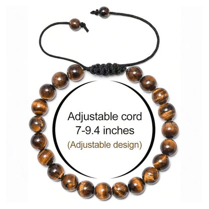 3-fach gewickeltes 8mm Natur Tigerauge Lava-Stein Schutz-Armband HANDGEMACHT Herren Geschenk