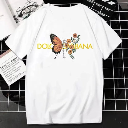 Kaufen Sie modische T-Shirts, kurzärmelige T-Shirts mit Sommer-Buchstabenmuster, lockere und atmungsaktive Eltern-Kind-Freizeit-T-Shirts